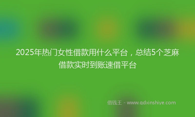 2025年热门女性借款用什么平台，总结5个芝麻借款实时到账速借平台