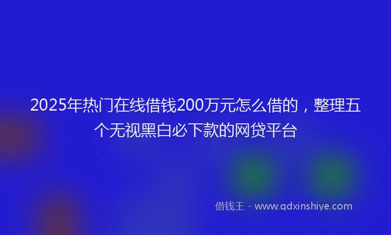 2025年热门在线借钱200万元怎么借的，整理五个无视黑白必下款的网贷平台