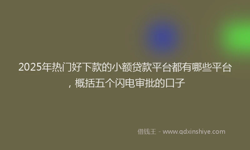 2025年热门好下款的小额贷款平台都有哪些平台，概括五个闪电审批的口子