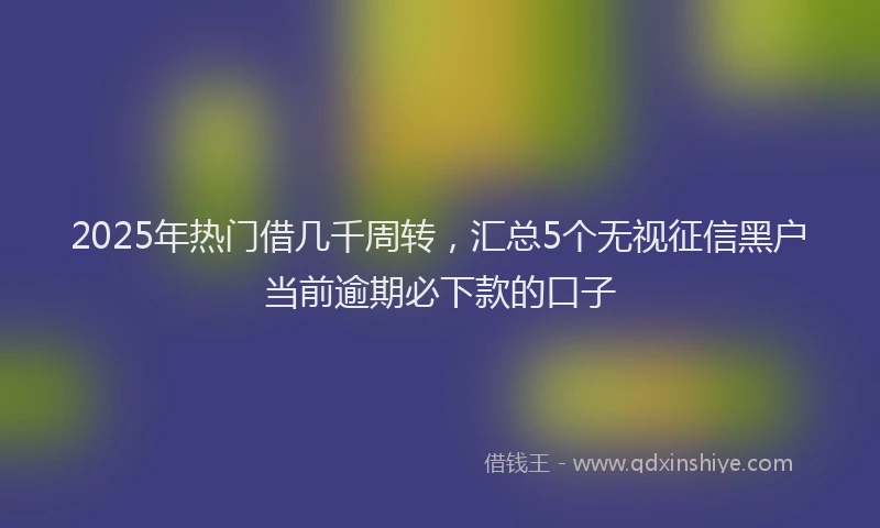 2025年热门借几千周转，汇总5个无视征信黑户当前逾期必下款的口子