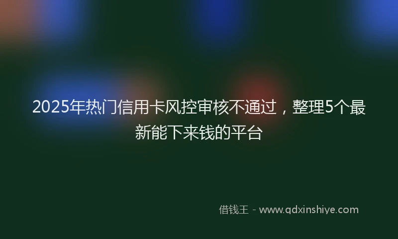 2025年热门信用卡风控审核不通过，整理5个最新能下来钱的平台