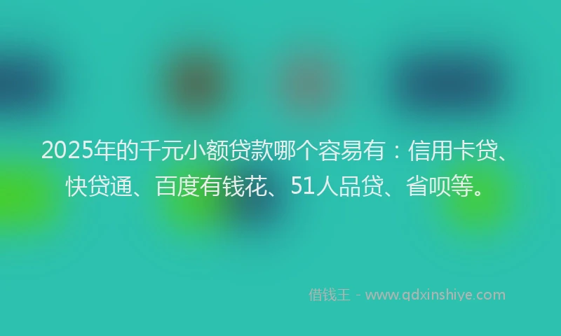 2025年的千元小额贷款哪个容易有：信用卡贷、快贷通、百度有钱花、51人品贷、省呗等。