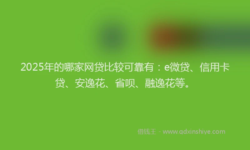 2025年的哪家网贷比较可靠有：e微贷、信用卡贷、安逸花、省呗、融逸花等。