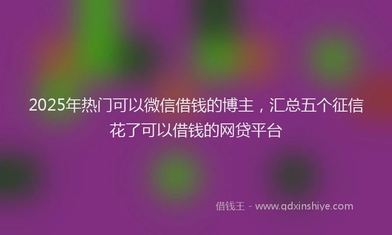 2025年热门可以微信借钱的博主，汇总五个征信花了可以借钱的网贷平台