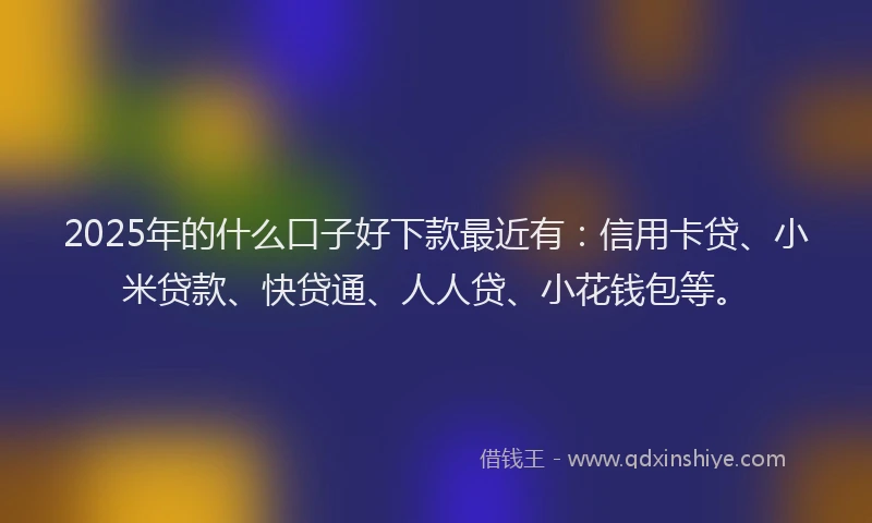 2025年的什么口子好下款最近有：信用卡贷、小米贷款、快贷通、人人贷、小花钱包等。