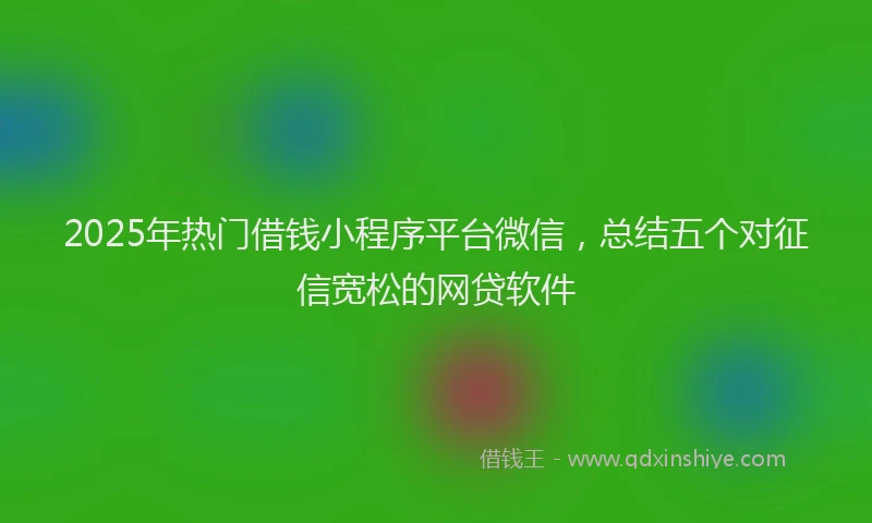 2025年热门借钱小程序平台微信，总结五个对征信宽松的网贷软件