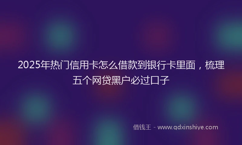 2025年热门信用卡怎么借款到银行卡里面，梳理五个网贷黑户必过口子