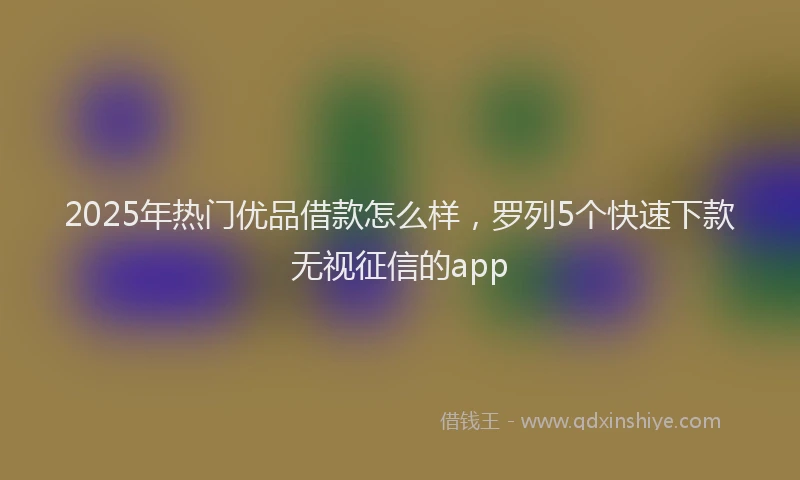 2025年热门优品借款怎么样，罗列5个快速下款无视征信的app