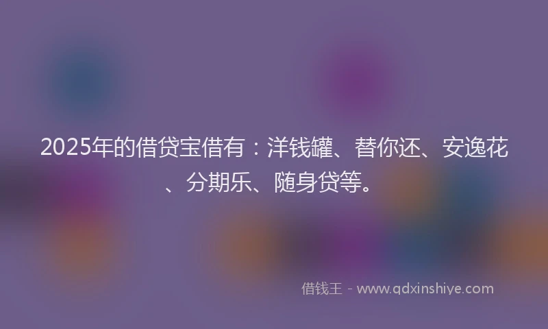 2025年的借贷宝借有：洋钱罐、替你还、安逸花、分期乐、随身贷等。