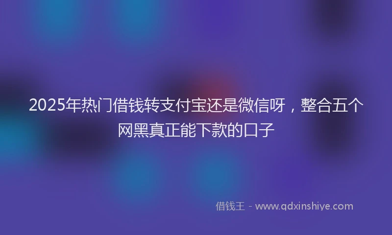 2025年热门借钱转支付宝还是微信呀，整合五个网黑真正能下款的口子