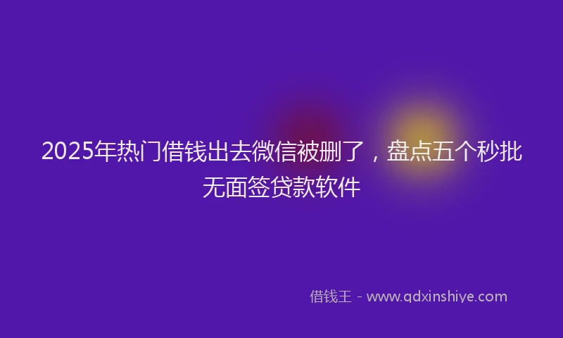 2025年热门借钱出去微信被删了，盘点五个秒批无面签贷款软件