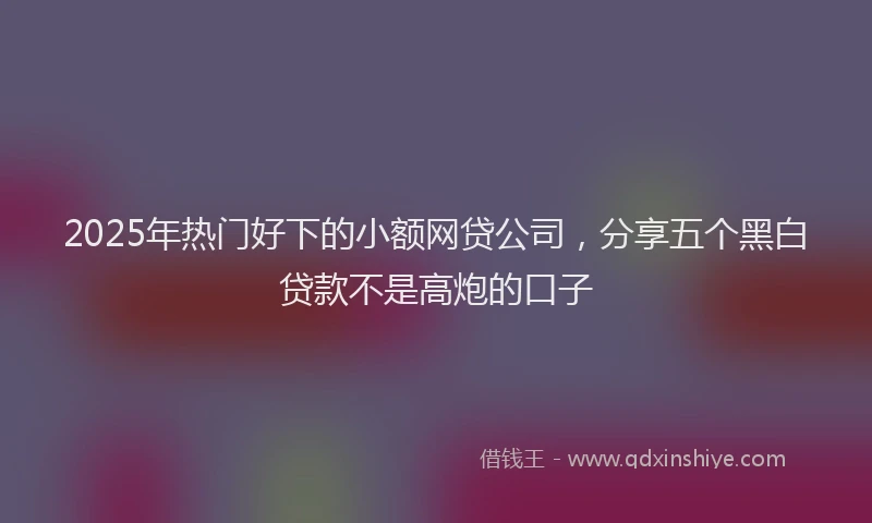 2025年热门好下的小额网贷公司，分享五个黑白贷款不是高炮的口子