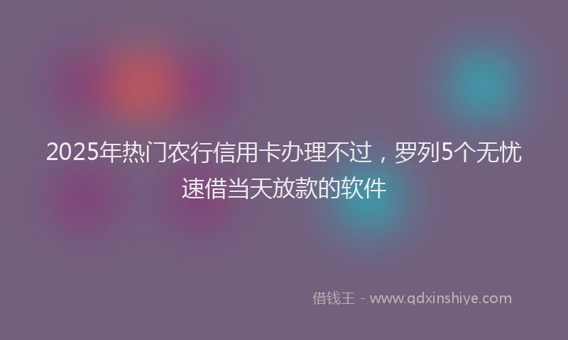2025年热门农行信用卡办理不过，罗列5个无忧速借当天放款的软件