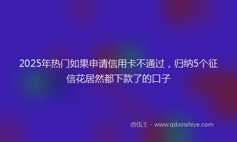 2025年热门如果申请信用卡不通过，归纳5个征信花居然都下款了的口子