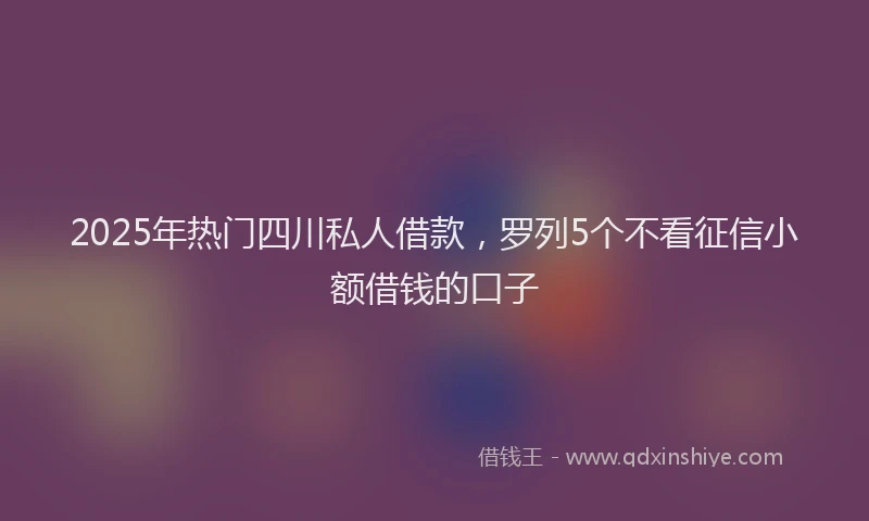 2025年热门四川私人借款，罗列5个不看征信小额借钱的口子