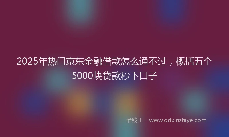 2025年热门京东金融借款怎么通不过，概括五个5000块贷款秒下口子