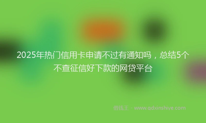 2025年热门信用卡申请不过有通知吗，总结5个不查征信好下款的网贷平台