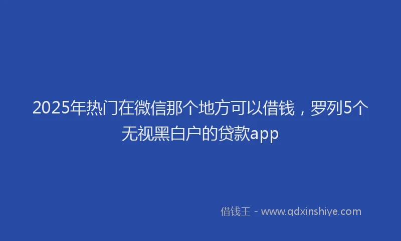 2025年热门在微信那个地方可以借钱，罗列5个无视黑白户的贷款app