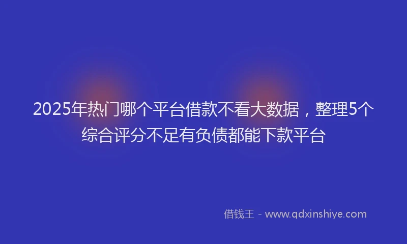 2025年热门哪个平台借款不看大数据，整理5个综合评分不足有负债都能下款平台