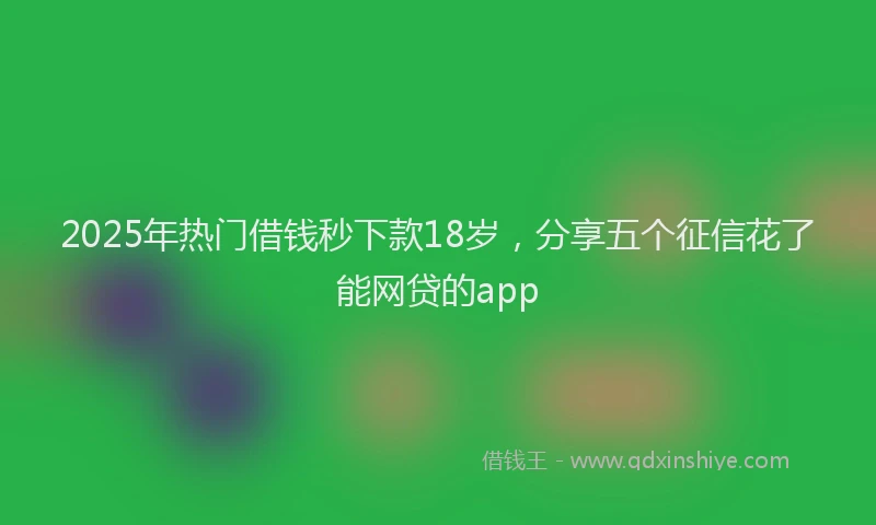 2025年热门借钱秒下款18岁，分享五个征信花了能网贷的app