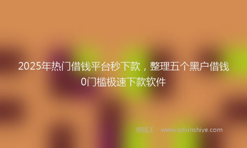 2025年热门借钱平台秒下款，整理五个黑户借钱0门槛极速下款软件