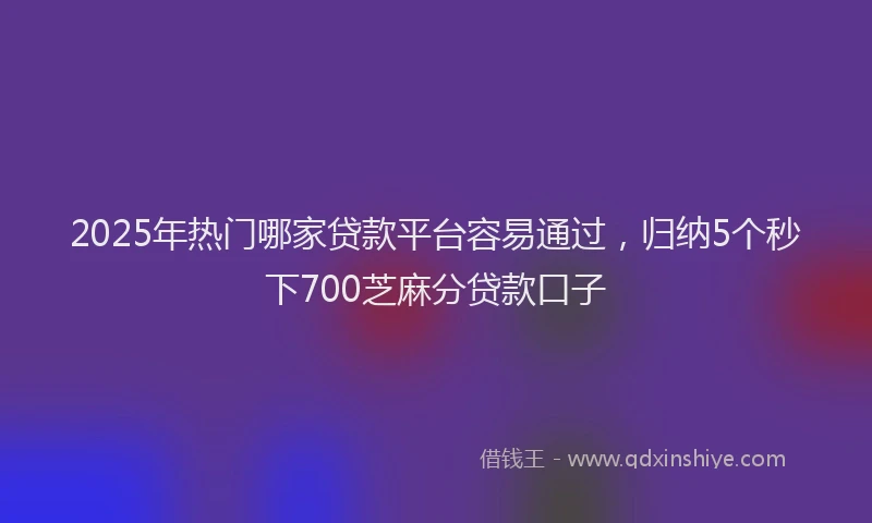 2025年热门哪家贷款平台容易通过，归纳5个秒下700芝麻分贷款口子
