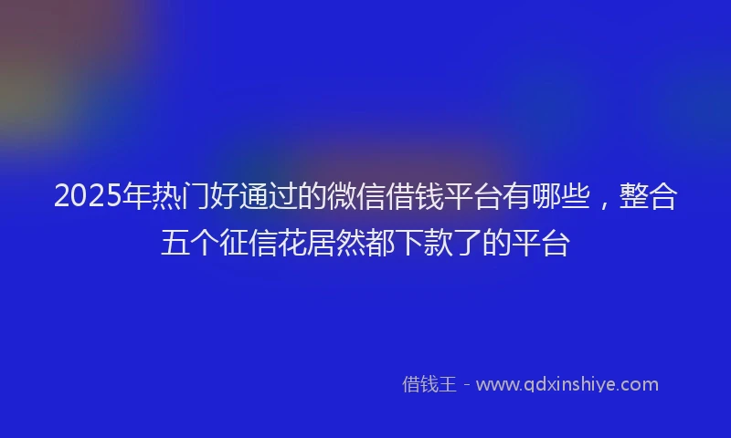 2025年热门好通过的微信借钱平台有哪些，整合五个征信花居然都下款了的平台