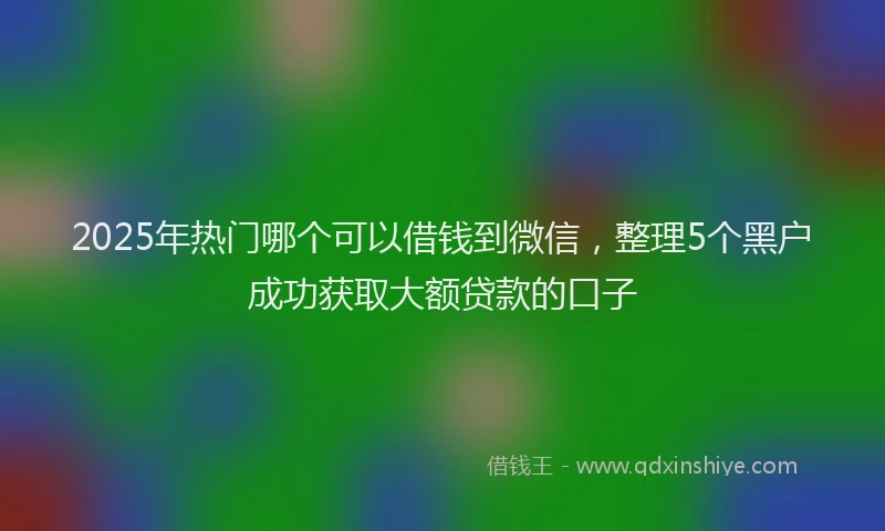 2025年热门哪个可以借钱到微信，整理5个黑户成功获取大额贷款的口子
