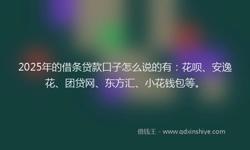 2025年的借条贷款口子怎么说的有:花呗、安逸花、团贷网、东方汇、小花钱包等。