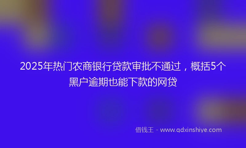 2025年热门农商银行贷款审批不通过，概括5个黑户逾期也能下款的网贷