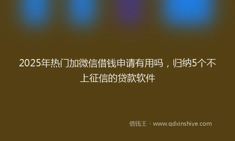 2025年热门加微信借钱申请有用吗，归纳5个不上征信的贷款软件