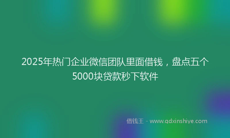 2025年热门企业微信团队里面借钱，盘点五个5000块贷款秒下软件