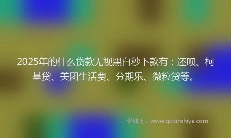 2025年的什么贷款无视黑白秒下款有：还呗、柯基贷、美团生活费、分期乐、微粒贷等。