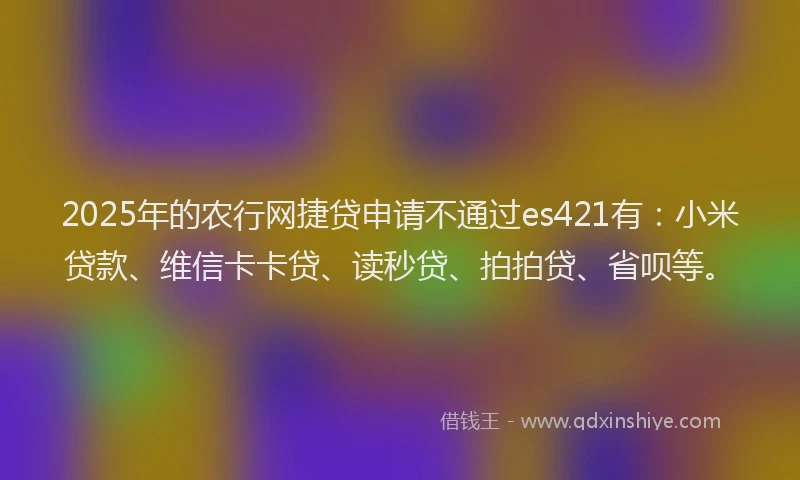 2025年的农行网捷贷申请不通过es421有：小米贷款、维信卡卡贷、读秒贷、拍拍贷、省呗等。