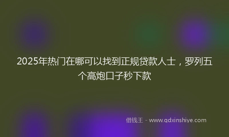 2025年热门在哪可以找到正规贷款人士，罗列五个高炮口子秒下款