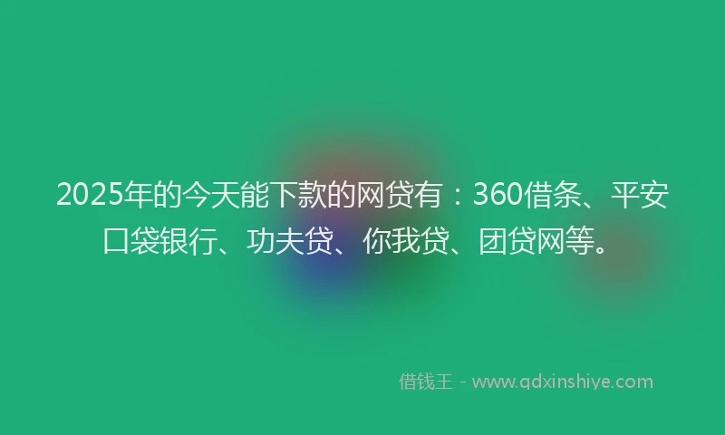2025年的今天能下款的网贷有：360借条、平安口袋银行、功夫贷、你我贷、团贷网等。