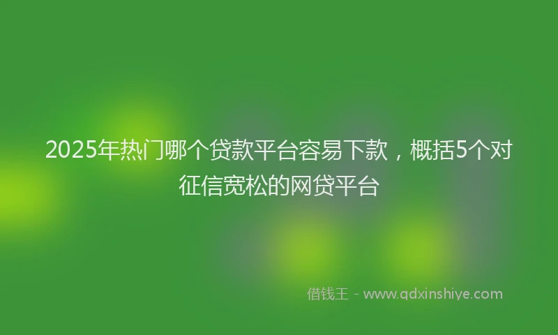 2025年热门哪个贷款平台容易下款，概括5个对征信宽松的网贷平台