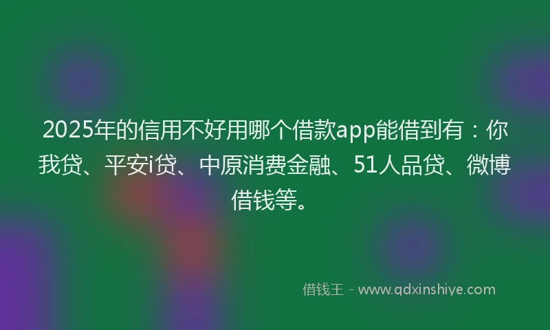 2025年的信用不好用哪个借款app能借到有：你我贷、平安i贷、中原消费金融、51人品贷、微博借钱等。