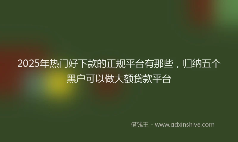 2025年热门好下款的正规平台有那些，归纳五个黑户可以做大额贷款平台
