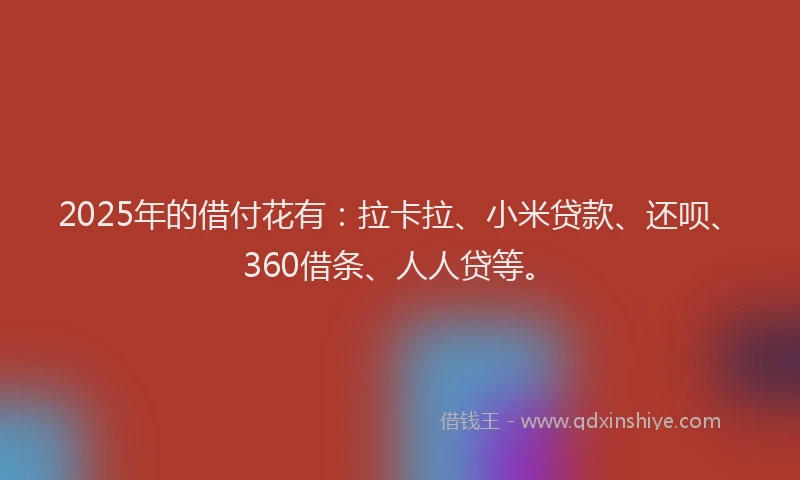2025年的借付花有：拉卡拉、小米贷款、还呗、360借条、人人贷等。