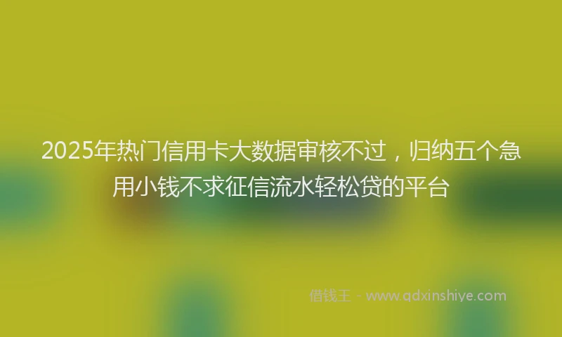 2025年热门信用卡大数据审核不过，归纳五个急用小钱不求征信流水轻松贷的平台
