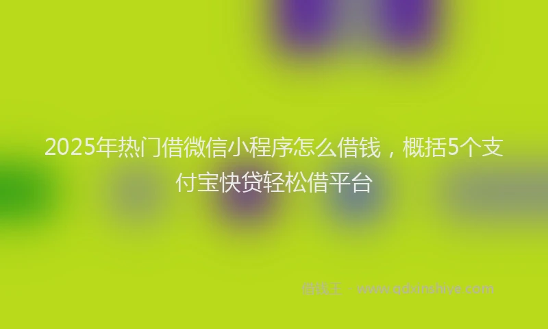 2025年热门借微信小程序怎么借钱，概括5个支付宝快贷轻松借平台