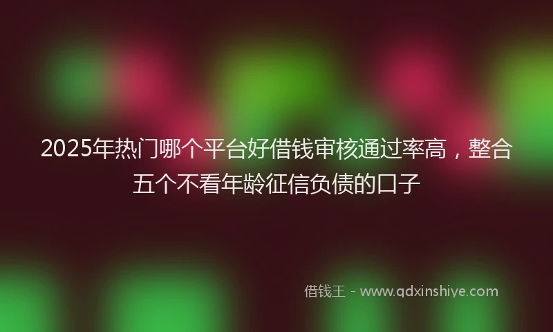 2025年热门哪个平台好借钱审核通过率高，整合五个不看年龄征信负债的口子