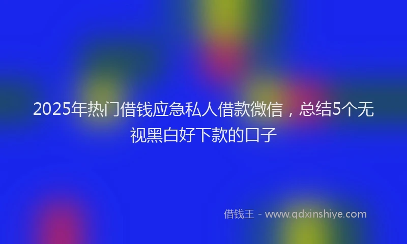 2025年热门借钱应急私人借款微信，总结5个无视黑白好下款的口子