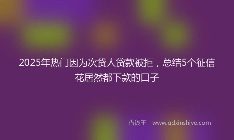 2025年热门因为次贷人贷款被拒，总结5个征信花居然都下款的口子
