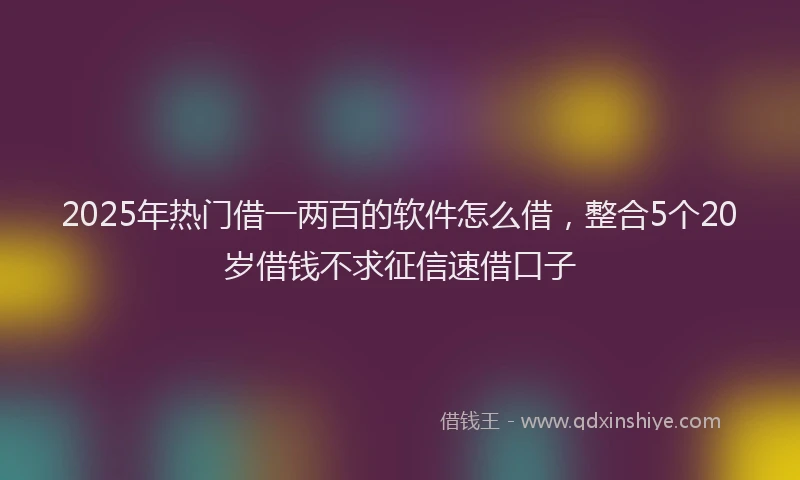 2025年热门借一两百的软件怎么借，整合5个20岁借钱不求征信速借口子