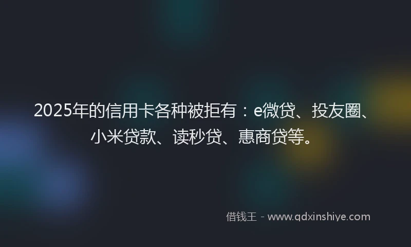 2025年的信用卡各种被拒有：e微贷、投友圈、小米贷款、读秒贷、惠商贷等。