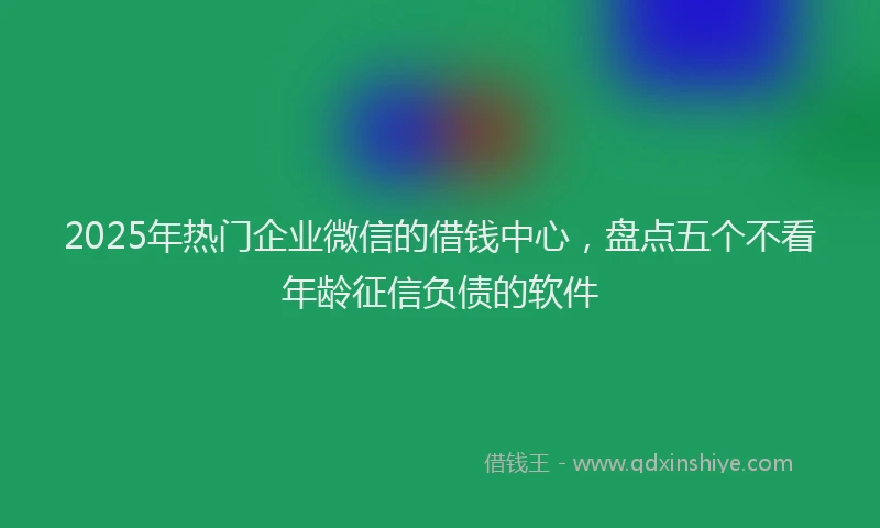 2025年热门企业微信的借钱中心，盘点五个不看年龄征信负债的软件