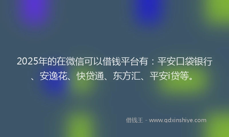 2025年的在微信可以借钱平台有：平安口袋银行、安逸花、快贷通、东方汇、平安i贷等。
