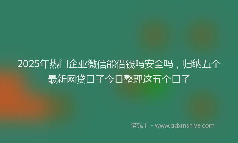 2025年热门企业微信能借钱吗安全吗，归纳五个最新网贷口子今日整理这五个口子